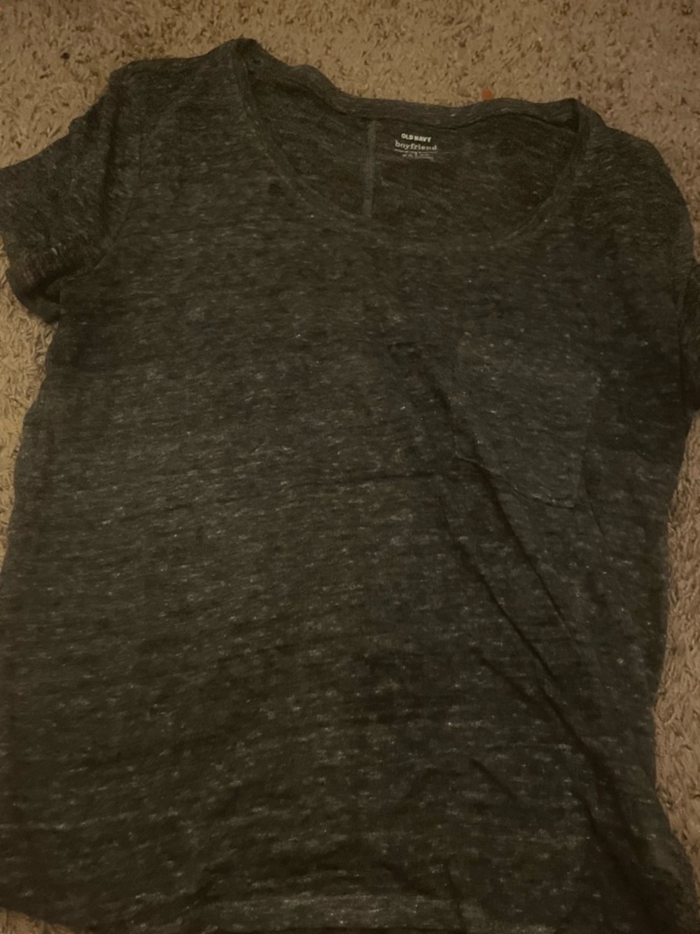 Old Navy Heather Dark Gray Boyfriend V-Neck Tee